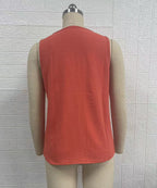 Women's V-Neck Button Sleeveless Vest Top