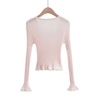 Light Pink Faux Two-Piece Knit Top