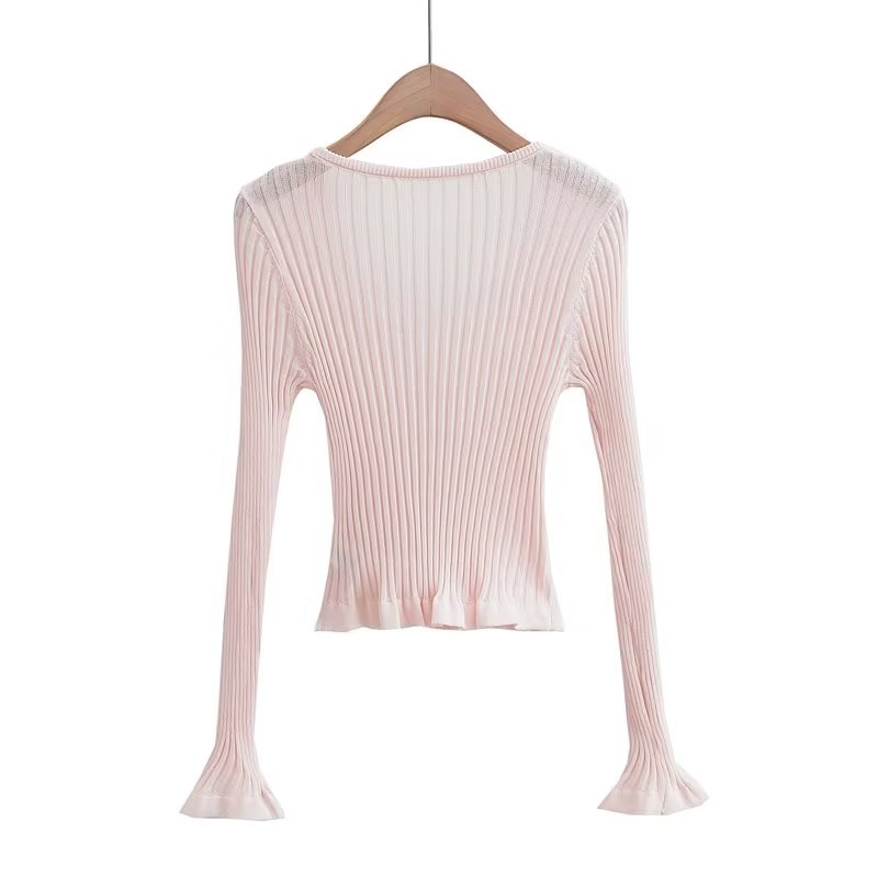Light Pink Faux Two-Piece Knit Top