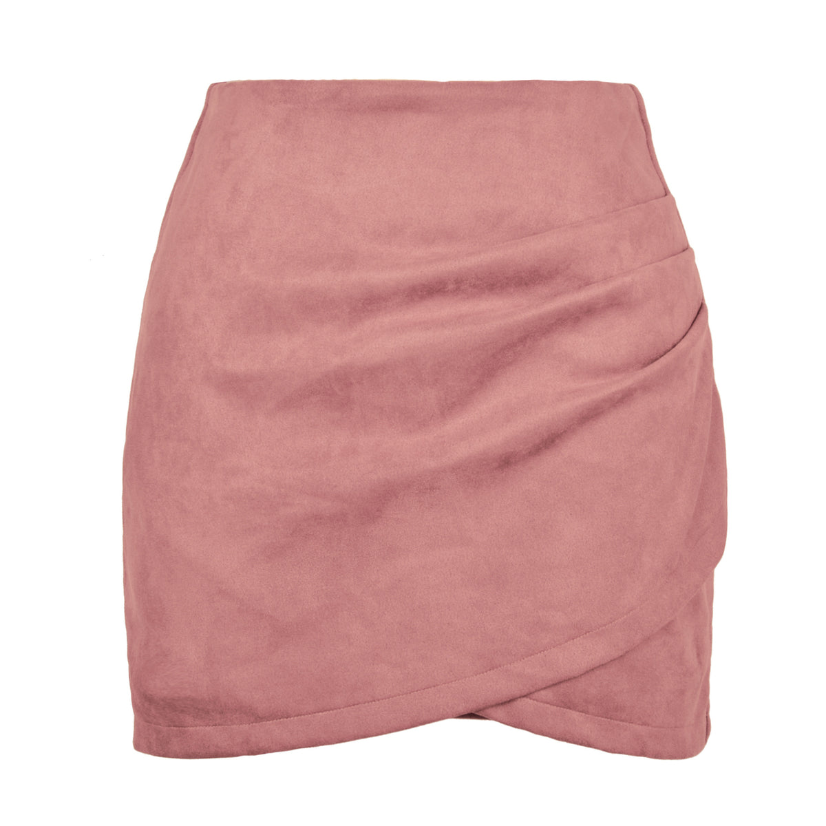 Suede Solid Autumn Winter Heap Pleated Criss Cross Skirt