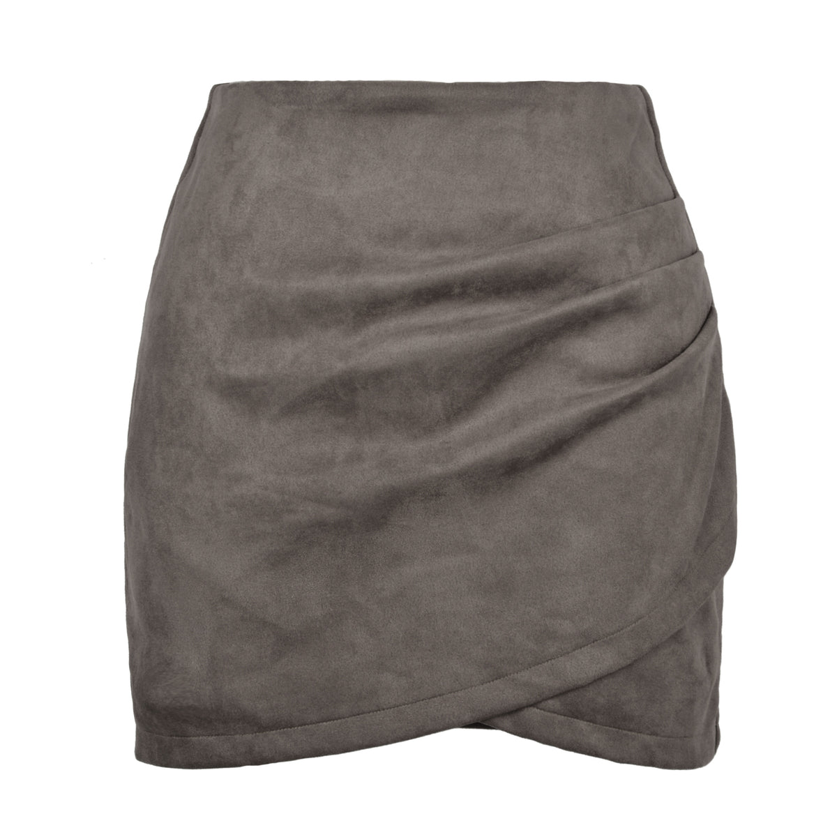 Suede Solid Autumn Winter Heap Pleated Criss Cross Skirt