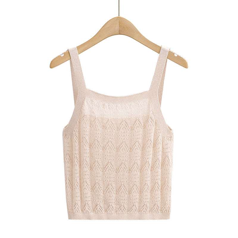 Twist Knit Sleeveless U-Neck Top