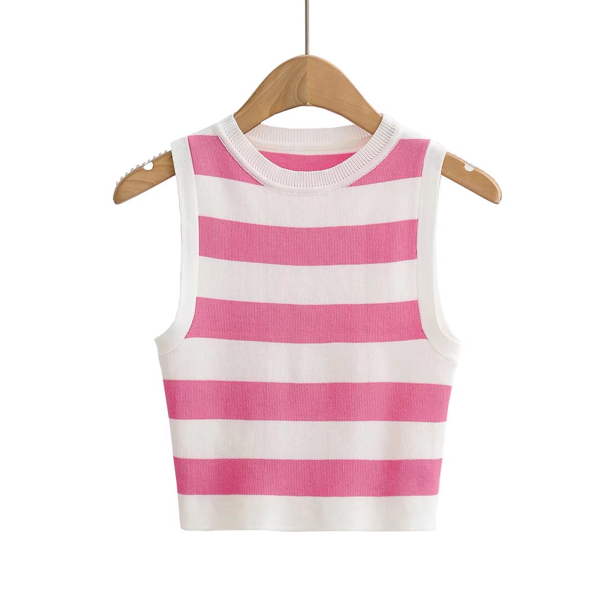 Striped Sleeveless Knit Fitness Vest Top