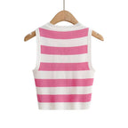 Striped Sleeveless Knit Fitness Vest Top