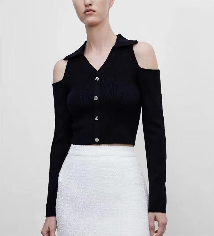 Women's Ribbed Off-Shoulder Long Sleeve Top