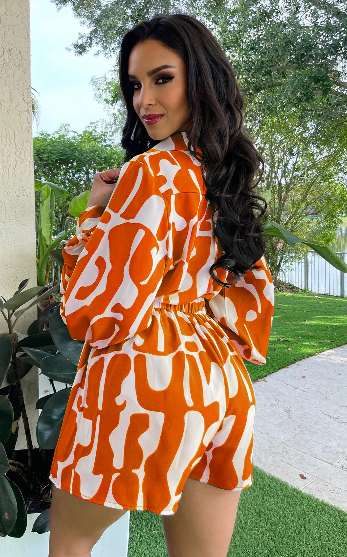 Loose Printed Long Shirt Casual Shorts Suit Summer Two-Piece Set