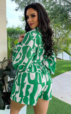Loose Printed Long Shirt Casual Shorts Suit Summer Two-Piece Set