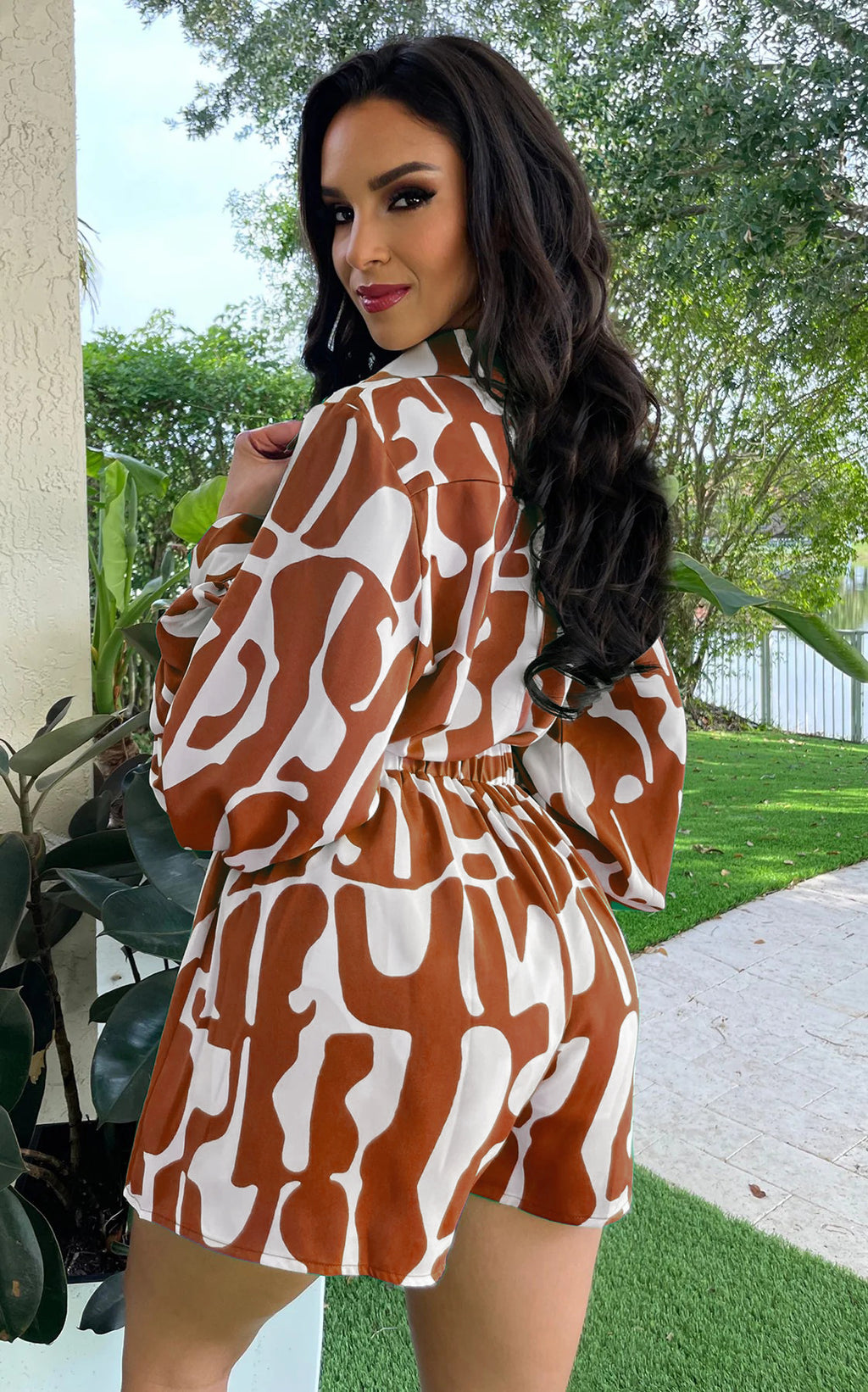 Loose Printed Long Shirt Casual Shorts Suit Summer Two-Piece Set