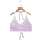 Homemade Southeast Asian Holiday Travel Little Daisy Crocheted Suit Knitted Sling With Shorts Two-Piece Set