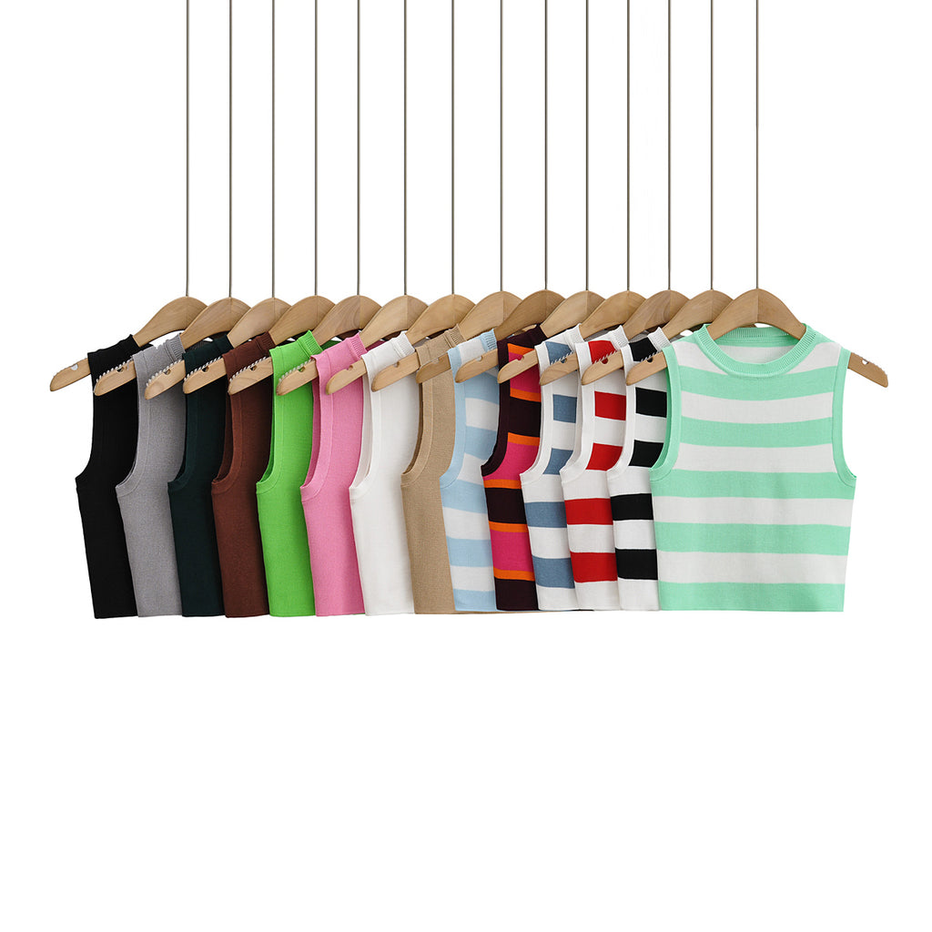 Striped Sleeveless Knit Vest Top