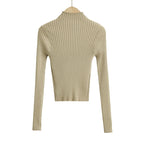 Women's Cutout Elastic Bottoming Top Long Sleeve Slim Fit Knitwear