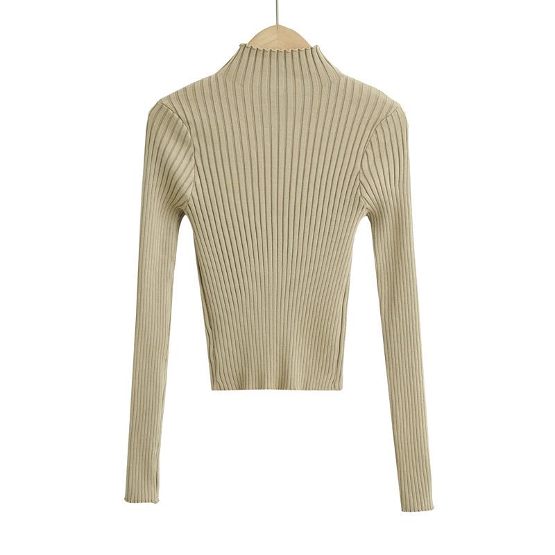 Women's Cutout Elastic Bottoming Top Long Sleeve Slim Fit Knitwear