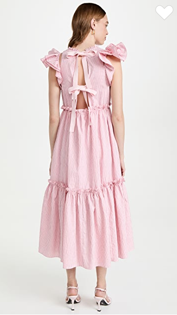 Women's Ruffled Short Sleeve A-Line Midi Dress
