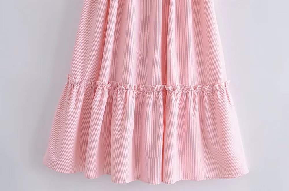 Women's Ruffled Short Sleeve A-Line Midi Dress