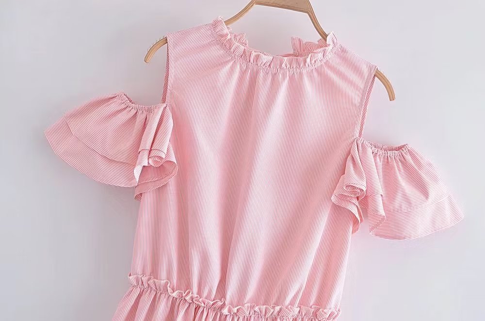 Women's Ruffled Short Sleeve A-Line Midi Dress