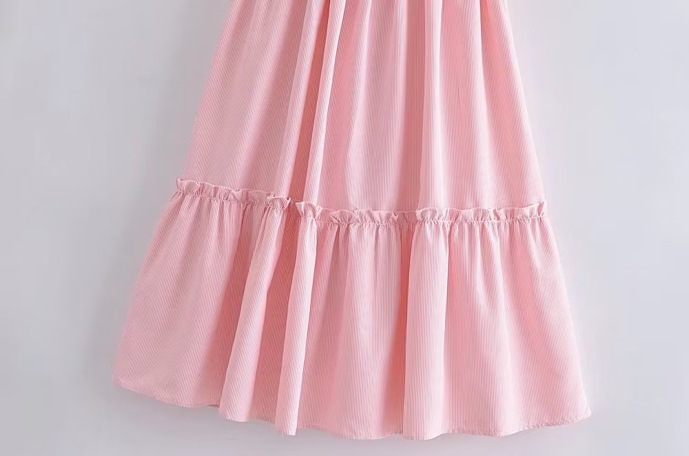 Women's Ruffled Short Sleeve A-Line Midi Dress