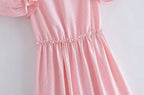 Women's Ruffled Short Sleeve A-Line Midi Dress