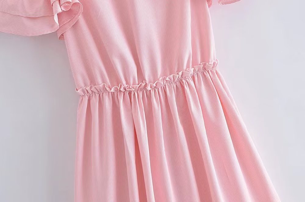 Women's Ruffled Short Sleeve A-Line Midi Dress