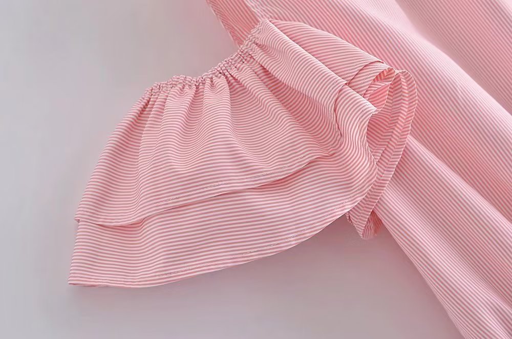 Women's Ruffled Short Sleeve A-Line Midi Dress