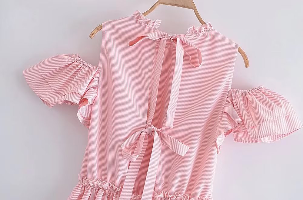 Women's Ruffled Short Sleeve A-Line Midi Dress
