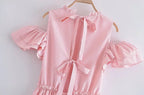 Women's Ruffled Short Sleeve A-Line Midi Dress