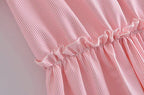 Women's Ruffled Short Sleeve A-Line Midi Dress