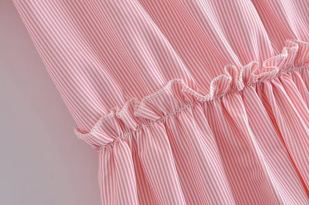 Women's Ruffled Short Sleeve A-Line Midi Dress