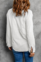 Women's Color Shirt Breasted Collared Cotton Linen Loose Cardigan