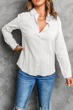 Women's Color Shirt Breasted Collared Cotton Linen Loose Cardigan