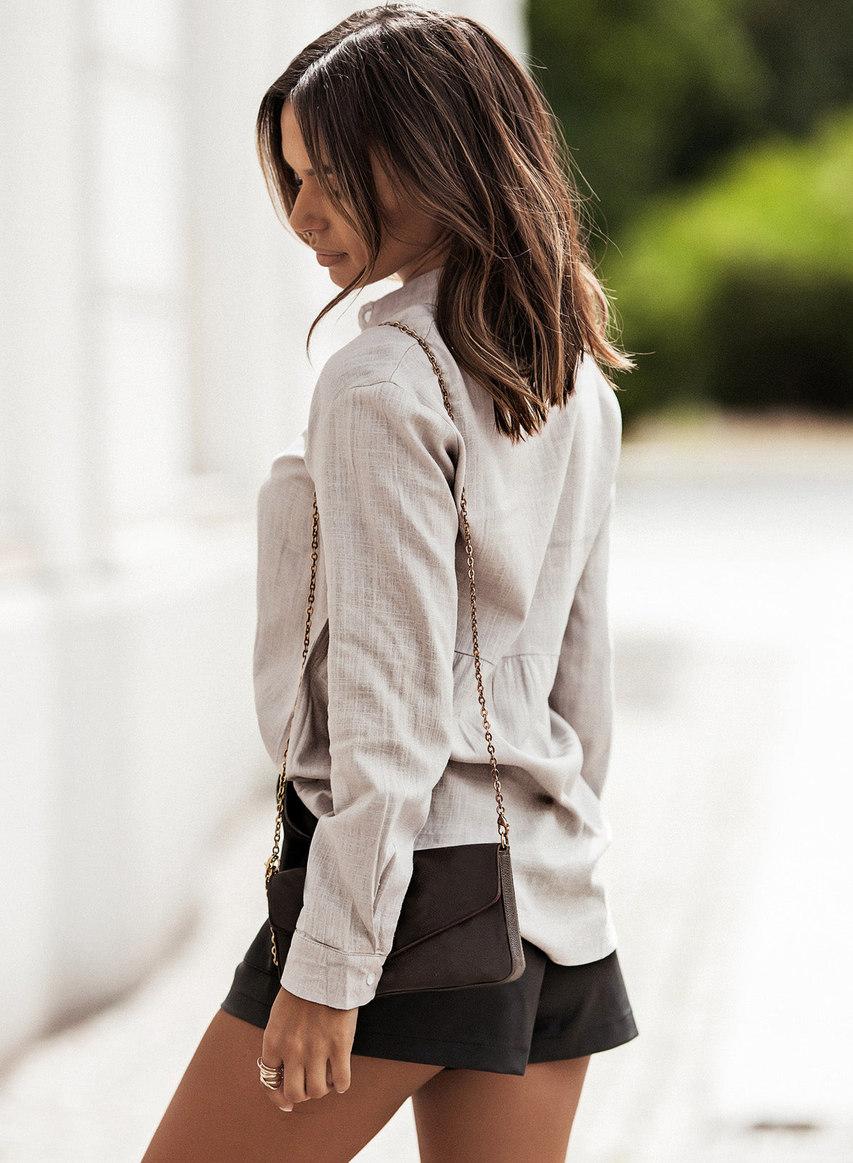 Women's Color Shirt Breasted Collared Cotton Linen Loose Cardigan