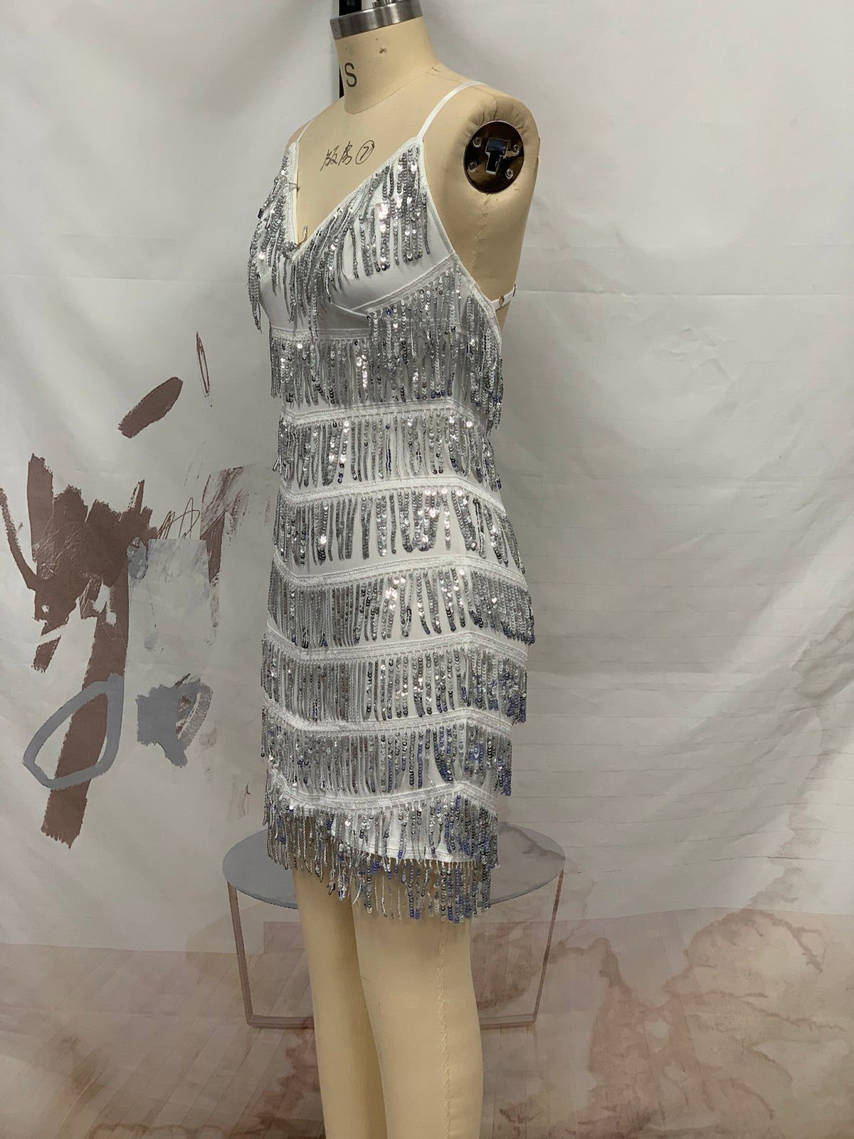 Women's Sequin Tassel Cami Dress
