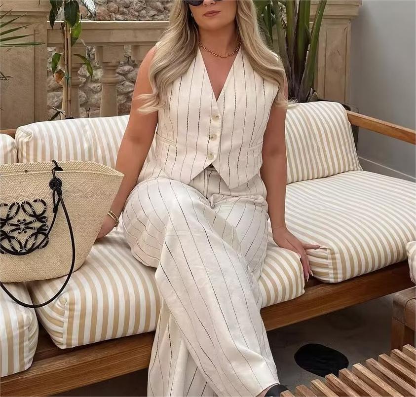 Striped Bare Back Double Layer Vest