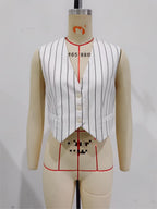 Striped Bare Back Double Layer Vest