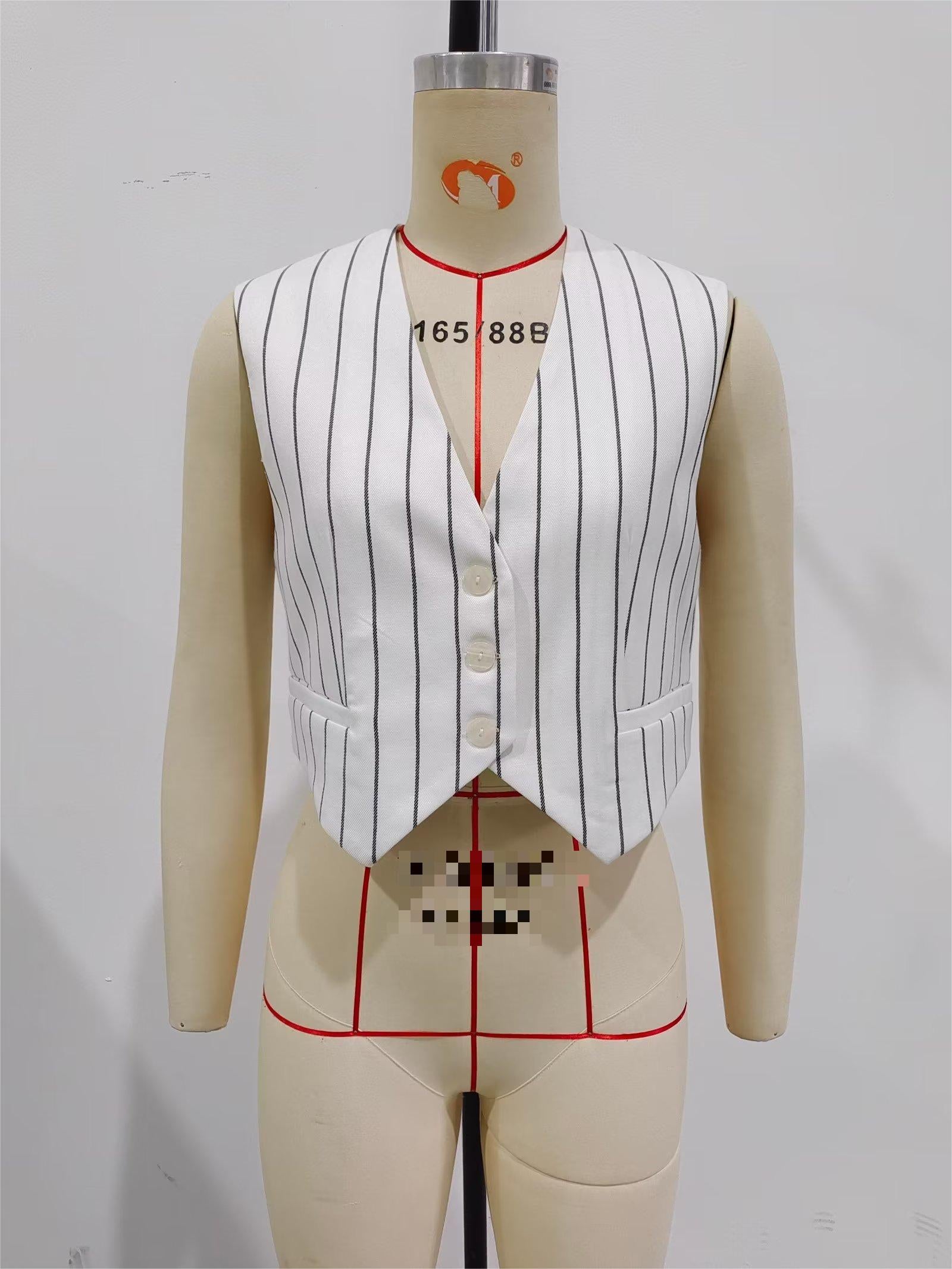 Striped Bare Back Double Layer Vest