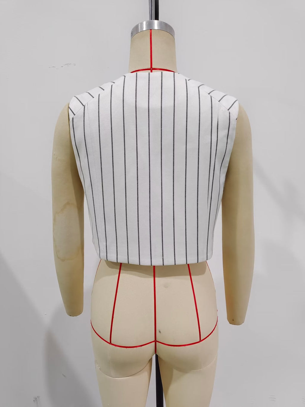 Striped Bare Back Double Layer Vest