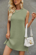 Belted Knit Split Mini Dress
