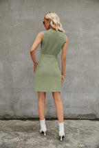 Belted Knit Split Mini Dress