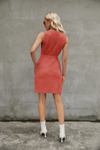 Belted Knit Split Mini Dress