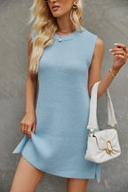 Belted Knit Split Mini Dress
