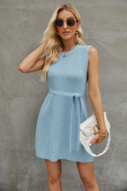 Belted Knit Split Mini Dress