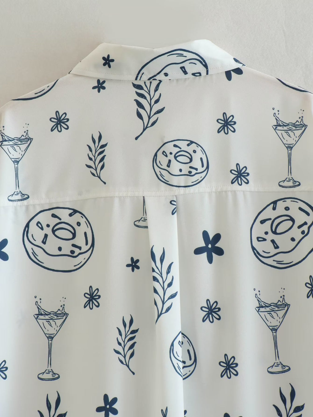 Women's Summer Fashionable Printed Shirt Loose Lapels Single Breasted Long Sleeve Shirt Top