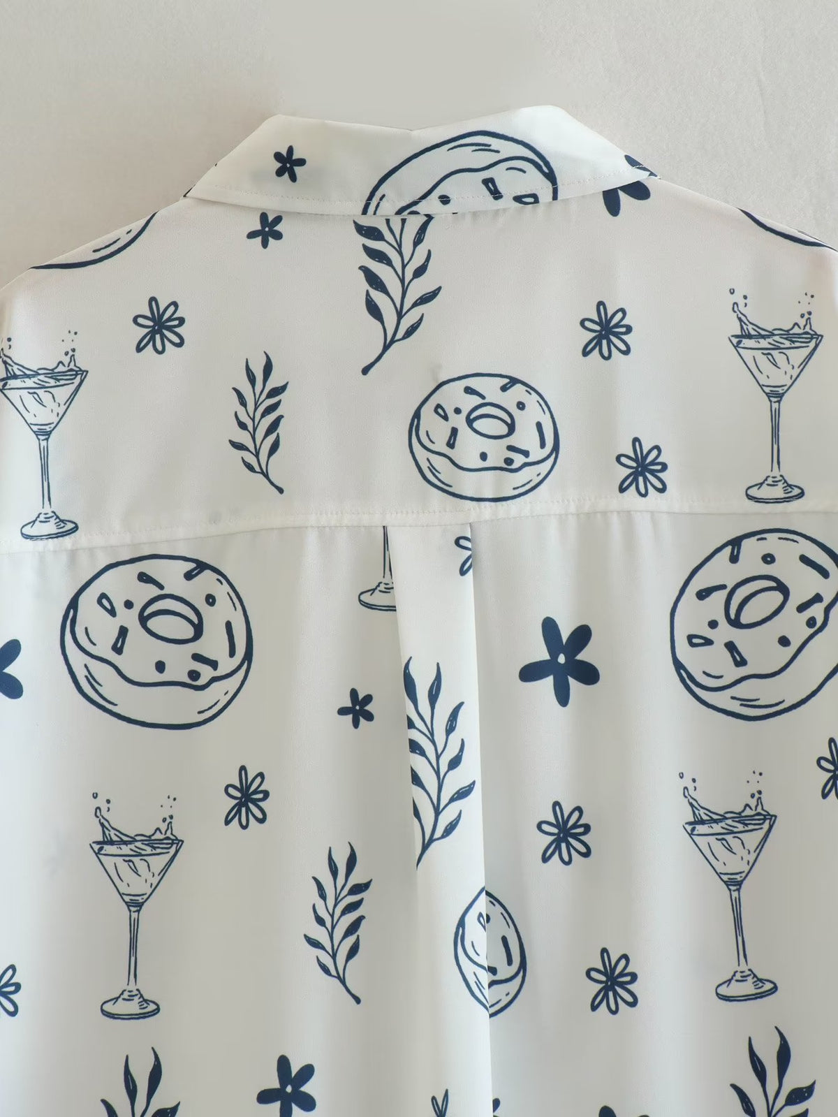 Women's Summer Fashionable Printed Shirt Loose Lapels Single Breasted Long Sleeve Shirt Top