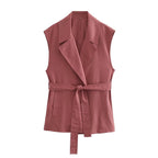 Summer Urban Matching Belt Vest Shorts Suit Set