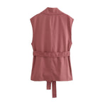 Summer Urban Matching Belt Vest Shorts Suit Set