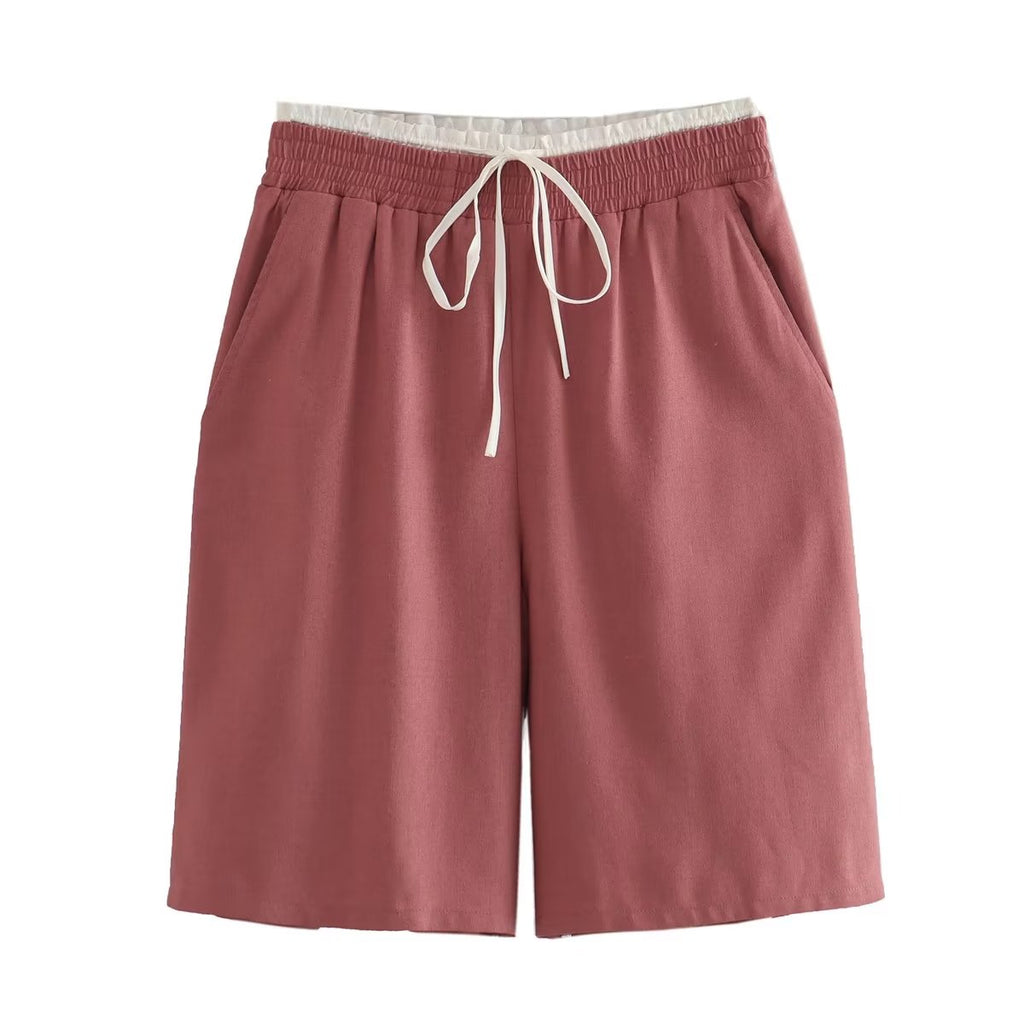 Summer Urban Matching Belt Vest Shorts Suit Set