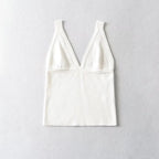 Women's 's Deep V Plunge Neck Top Basic Solid Color Knitted Small Tank Top
