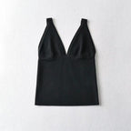 Women's 's Deep V Plunge Neck Top Basic Solid Color Knitted Small Tank Top