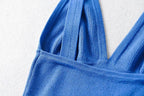 Women's 's Deep V Plunge Neck Top Basic Solid Color Knitted Small Tank Top