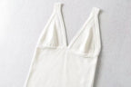 Women's 's Deep V Plunge Neck Top Basic Solid Color Knitted Small Tank Top