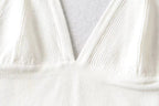 Women's 's Deep V Plunge Neck Top Basic Solid Color Knitted Small Tank Top